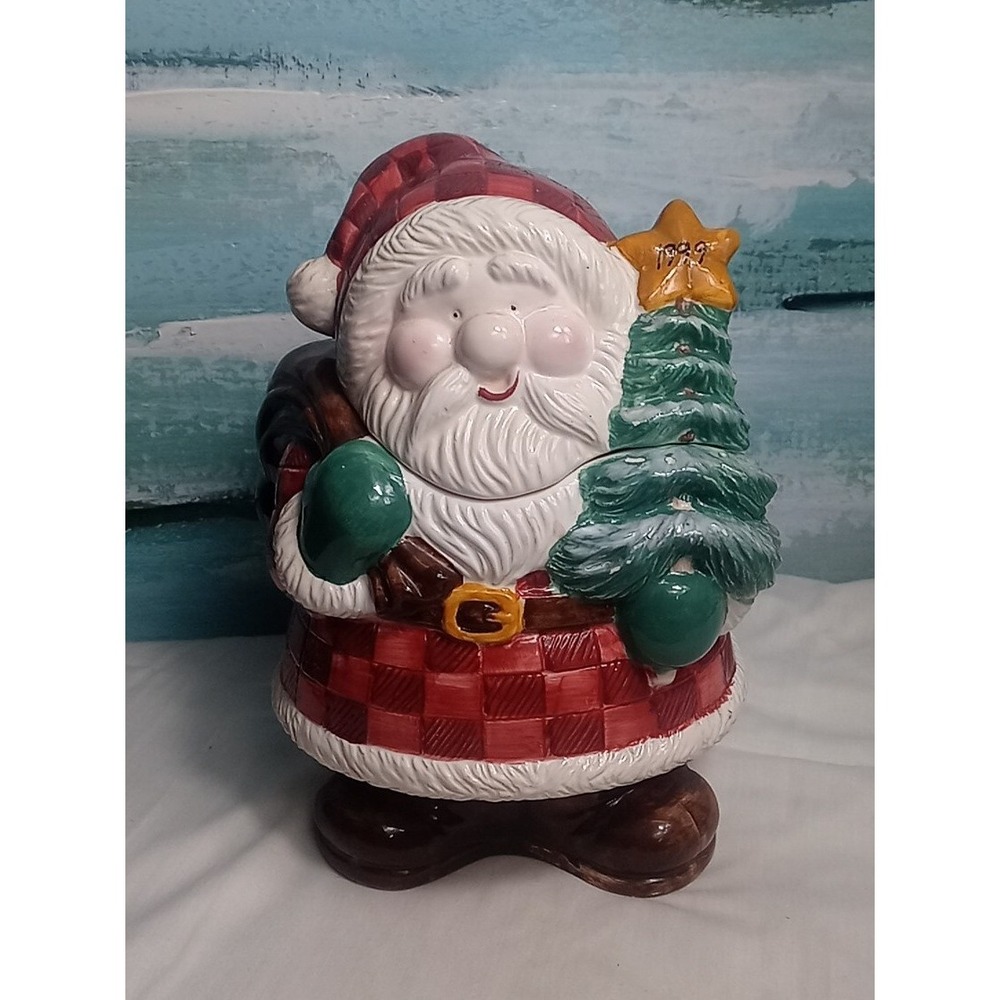 Santa Claus Ceramic Cookie‎ Jar 1999 Has A Couple Of Small Chips See Pictures